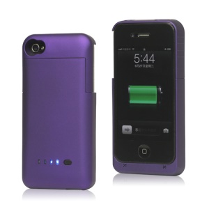 Detachable External Battery Case Power Bank for iPhone 4S 4 1900mAh Crystal box - Purple