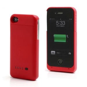 Detachable External Battery Case Power Bank for iPhone 4S 4 1900mAh Crystal box - Red