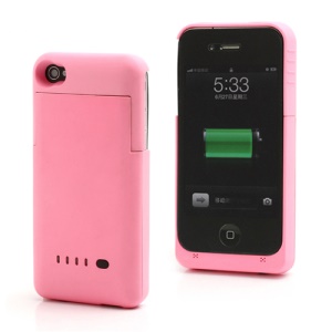 Detachable External Battery Case Power Bank for iPhone 4S 4 1900mAh Crystal box - Pink