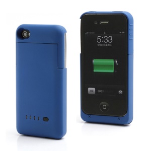 Detachable External Battery Case Power Bank for iPhone 4S 4 1900mAh Crystal box - Blue