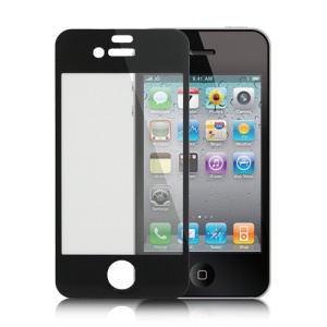 Tempered Glass Screen Cover Shield Protector for iPhone 4 4S - Black