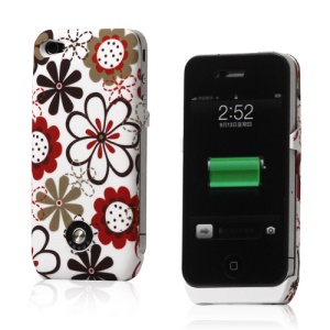 1800mAh Beautiful Flower External Battery Charger Case for iPhone 4S 4