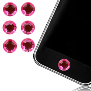 6 pcs Sparkling Diamond Home Button Sticker for iPhone 5 4S 4 3GS 3G iPad iTouch - Rose