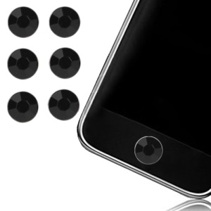 6 pcs Diamond Home Button Sticker for iPhone 5 4S 4 3GS 3G iPad iTouch - Black