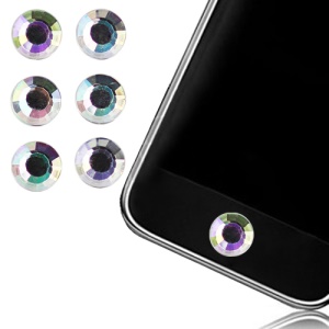 6 pcs Sparkling Diamond Home Button Sticker for iPhone 5 4S 4 3GS 3G iPad iTouch - Transparent