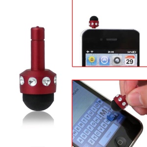 Smallest 3.5mm Plug Shiny Soft Touch Stylus Pen for Capacitive Touchscreen - Red