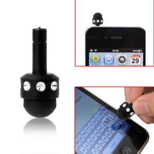 Smallest 3.5mm Plug Shiny Soft Touch Stylus Pen for Capacitive Touchscreen - Black