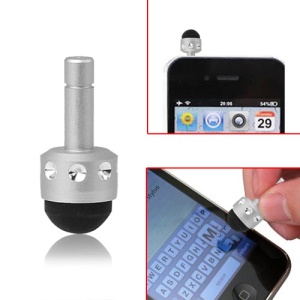 Smallest 3.5mm Plug Shiny Soft Touch Stylus Pen for Capacitive Touchscreen - Silver
