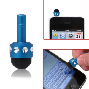 Smallest 3.5mm Plug Shiny Soft Touch Stylus Pen for Capacitive Touchscreen - Blue