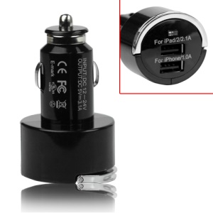 3.1A Dual USB Car Auto Power Adapter for iPad iPhone iPod Mobile Phone MP4 - Black