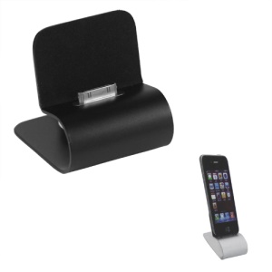 iPhone 4S 4 Aluminum Dock Cradle Stand Charger with USB Retractable Cable - Black