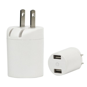 Dual USB Power Adapter for iPhone iPod US Plug - White