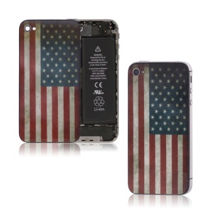 Retro American Flag Glass Back Cover Housing for iPhone 4S