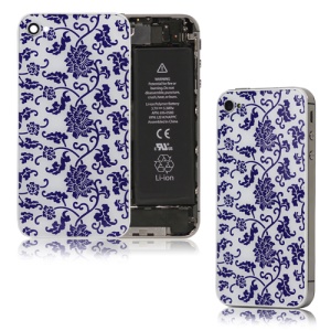 Blue and White Porcelain Glass Back Cover Housing for iPhone 4S