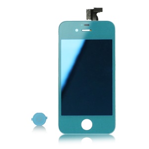 Electroplating iPhone 4S LCD Assembly with Digitizer and Home Button Mirror Effect - Baby Blue