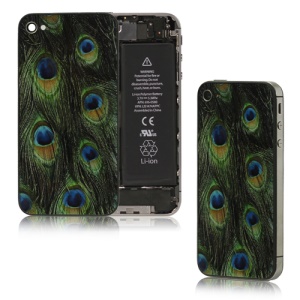 Peacock Feather Glass Back Cover Housing Replacement for iPhone 4S