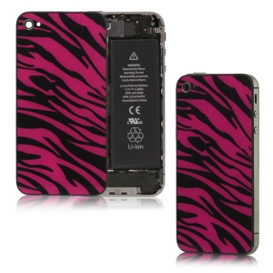 Zebra Glass iPhone 4S Back Housing Back Cover Replacement - Black / Red