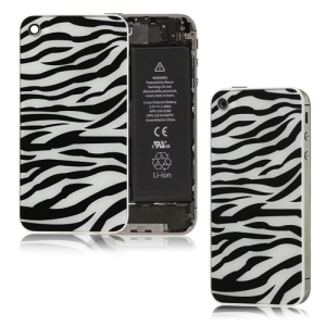 Zebra Glass iPhone 4S Back Housing Back Cover Replacement - Black / White