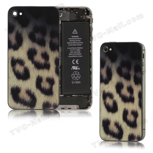 Glass Leopard Skin Back Cover Housing for iPhone 4S