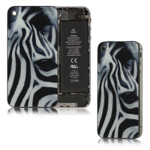 Zebra Head Pattern Glass Battery Cover Back Housing for iPhone 4S