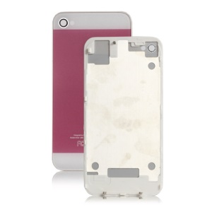 iPhone 5 Style Glass Back Cover Housing for iPhone 4S - White / Pink