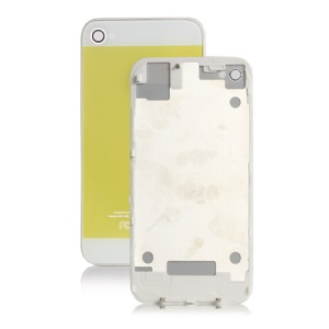iPhone 5 Style Glass Housing Back Cover for iPhone 4S - White / Yellow