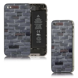 Brick Wall Glass Housing Back Cover for iPhone 4S - Grey