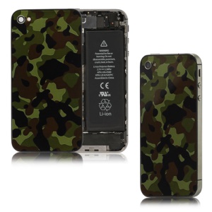 Camouflage Glass Battery Cover Back Housing for iPhone 4S (without mark)