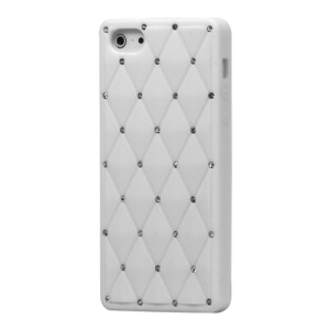 Sparkling Rhinestone Inlaid Silicone Cover Case for iPhone 5 - White