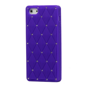 Sparkling Rhinestone Inlaid Silicone Cover Case for iPhone 5 - Purple