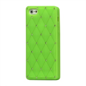Sparkling Rhinestone Inlaid Silicone Cover Case for iPhone 5 - Green