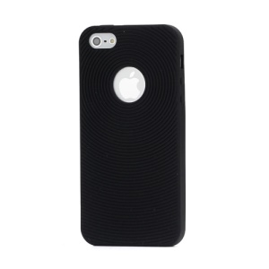 Finger Print Swirling Skin Silicone Case Cover for iPhone 5 - Black
