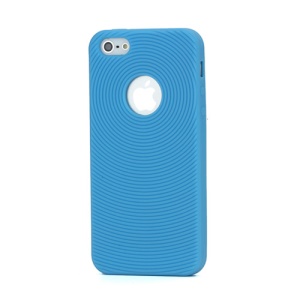 Finger Print Swirling Skin Silicone Case Cover for iPhone 5 - Baby Blue