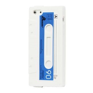 Retro Cassette Tape Design Silicone Soft Case Protector for iPhone 5 - White