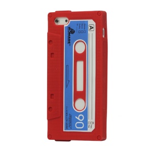 Retro Cassette Tape Design Silicone Soft Case Protector for iPhone 5 - Red