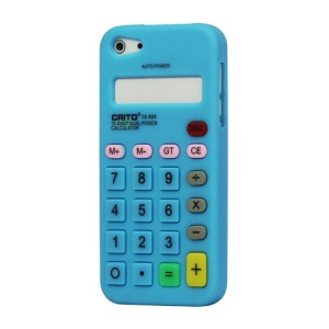 3D Calculator Silicone Cover Case for iPhone 5 - Light Blue