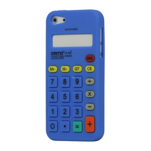 3D Calculator Silicone Cover Case for iPhone 5 - Dark Blue