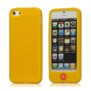 Jellybean Home Button Rubber Silicone Case for iPhone 5 - Dark Yellow
