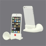 Silicone Horn Stand Amplifier Speaker for iPhone 5 - White