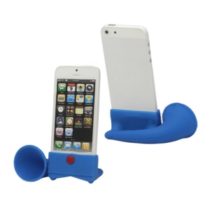Silicone Horn Stand Speaker Amplifier for iPhone 5 - Blue