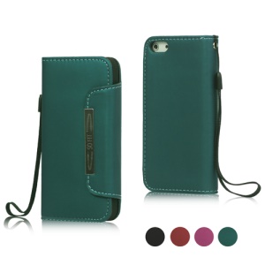 Magnetic PU Leather Wallet Case Cover with Wristlet Strap for iPhone 5