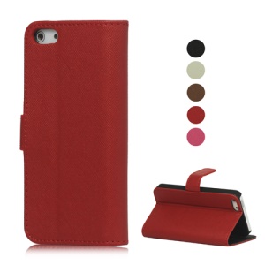 Wallet PU leather Flip Stand Case Cover for iPhone 5 with Inner Card Slot