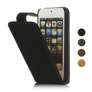 Vertical Soft PU Leather Flip Case Cover for iPhone 5