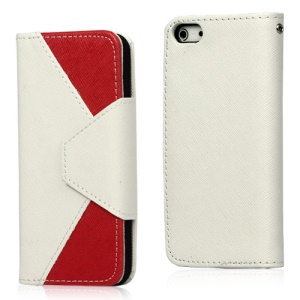 Two-Tone Leather Wallet Case for iPhone 5 - White / rose