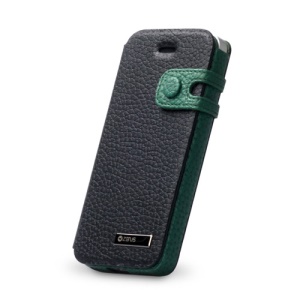 ZENUS Original Color Edge Diary Style Leather Case Cover for iPhone 5 - Green / Black