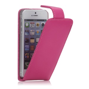 Vertical Genuine Leather Magnetic Case Cover Accessories for iPhone 5 - Rose