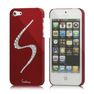 Eileen S-Lime Series Sparkling Rhinestone Electroplating Hard Case Cover for iPhone 5 - Wine Red