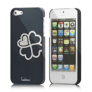Eileen Clover Electroplating Diamante Case Cover for iPhone 5 - Black