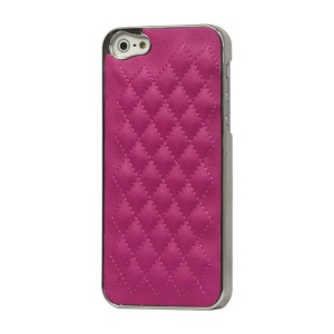Rhombus Leather Hard Chrome Case Cover for iPhone 5 - Rose