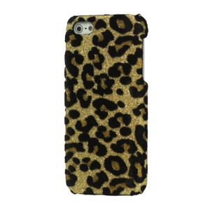 Flash Powder Leopard Leather Coated Hard Case Cover for iPhone 5 - Gold